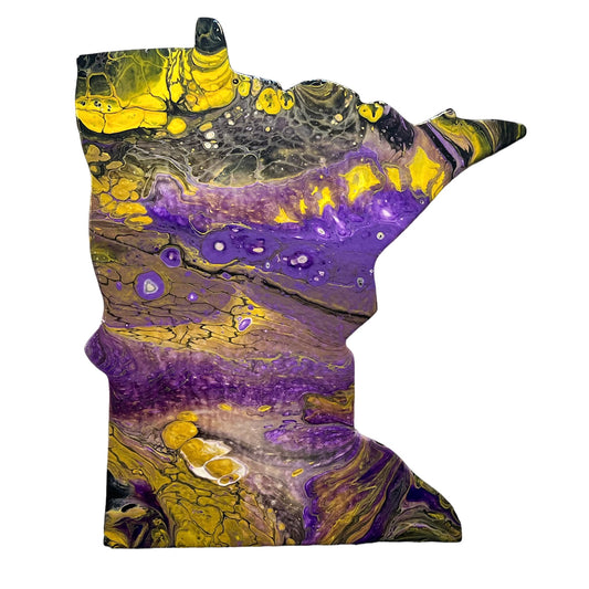 12" Minnesota Purple and Yellow Paint Pour