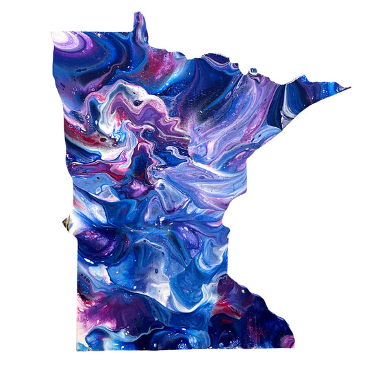 12" Minnesota Blue and Purple Paint Pour